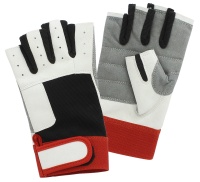 Перчатки с короткими пальцами, красный/белый/черный, размер L