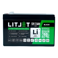 Аккумулятор тяговый LITJET BLACK LiFePo4 12V 7.5Ah 96 Wh