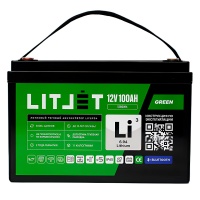 Аккумулятор тяговый LITJET GREEN LiFePo4 12V 100Ah 1280 Wh с Bluetooth, IP65