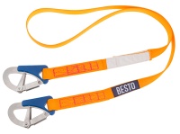 Страховочный линь с двумя карабинами и индикатором перегрузки