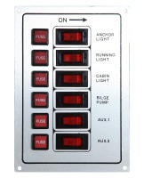 Панель выключателей с предохранителями, 6 клавиш, белая