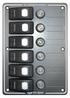 Панель выключателей «Marina», 6 клавиш, 6 автоматических предохранителей, 190х133,25 мм