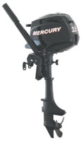 Лодочный мотор «Mercury F3,5» с дейдвудом 381 мм,  с ручным запуском и румпельным управлением.
